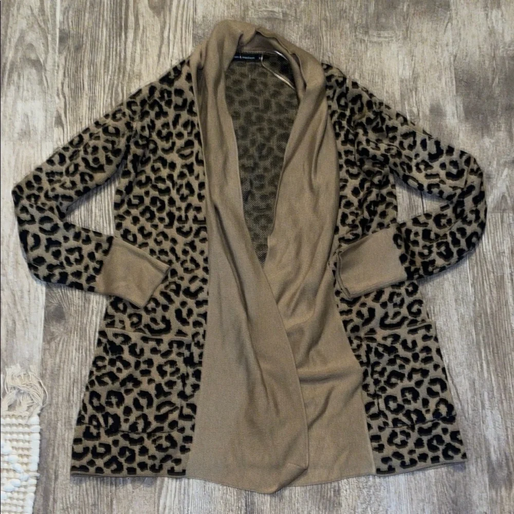 Leopard Print Open Front Sweater